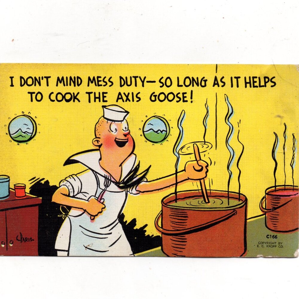 Used World War II - Military Cartoon Postcard
